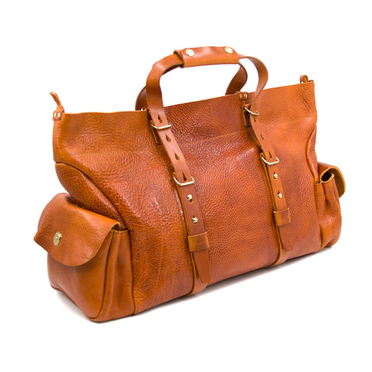 Large Italian Genuine Leather Travel Bag, Soft Leather Weekend Travel Bag, 21.7in Length -i7bags