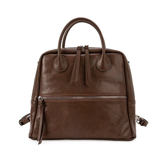 Multi-Carry Handbags Top Layer Vegetable-Tanned Genuine Leather, Women's Shoulder Bags, Backpacks, 12.2 in Length