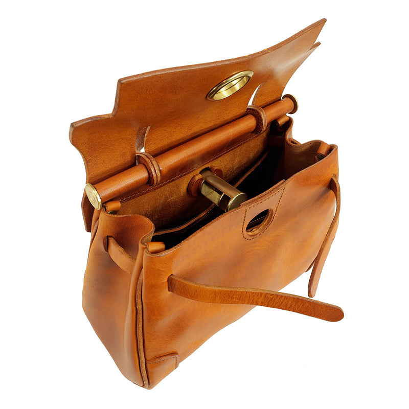 Classic Leather Bag interior view showcasing spacious storage and elegant design.