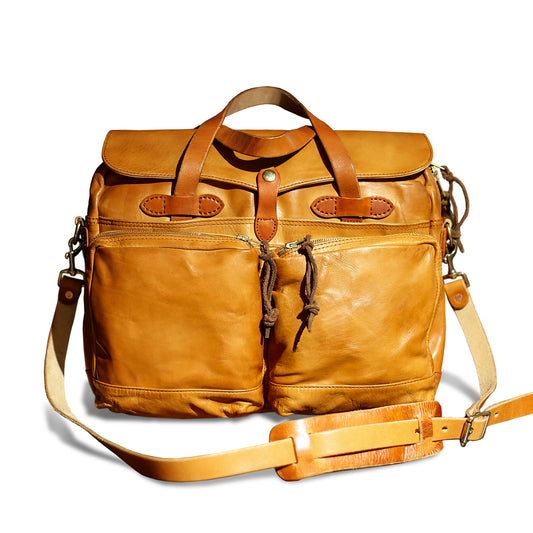 Genuine Leather Laptop Briefcase Men's bag, Calfskin Briefcase For Men, 14.6in Length -i7bags