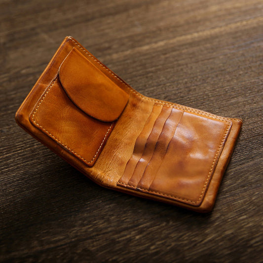 Vintage Distressed Top Grain Leather Wallet for Men