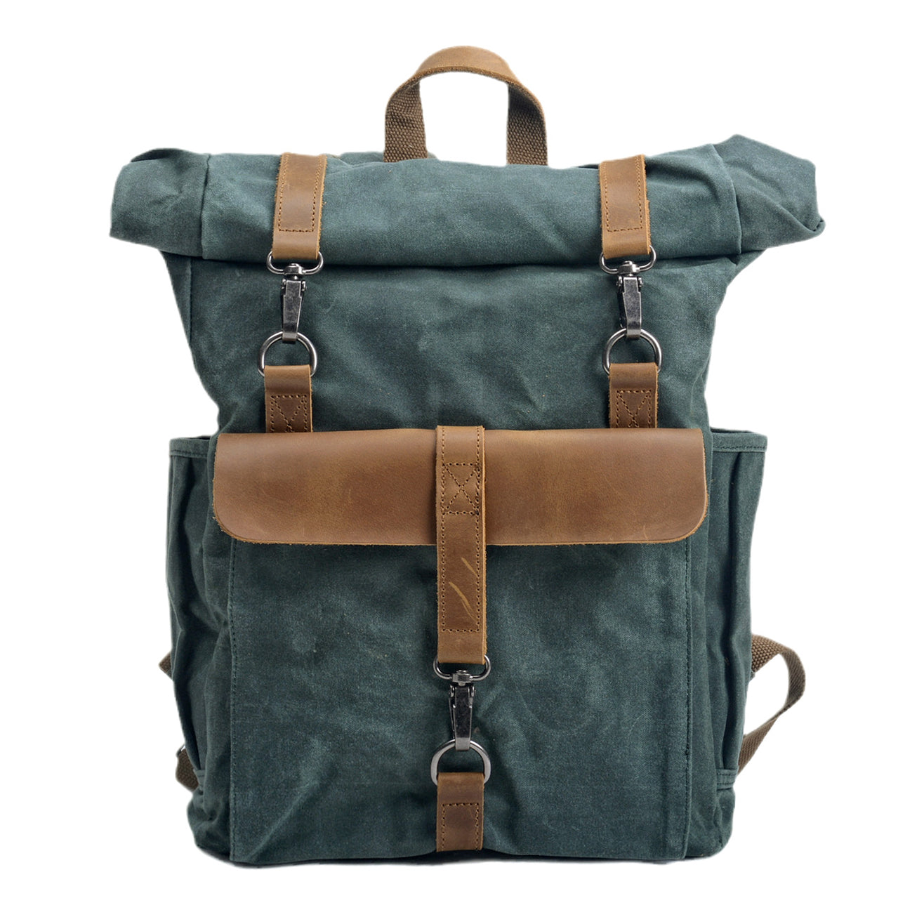 Waterproof Hiking Backpack,Outdoor Backpacks,Canvas Leather Bag,15.7in