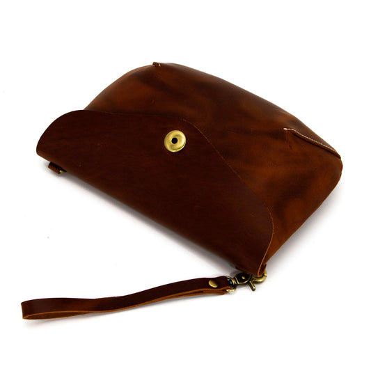 Compact Leather Flap Saddle Bag with Dual Straps
