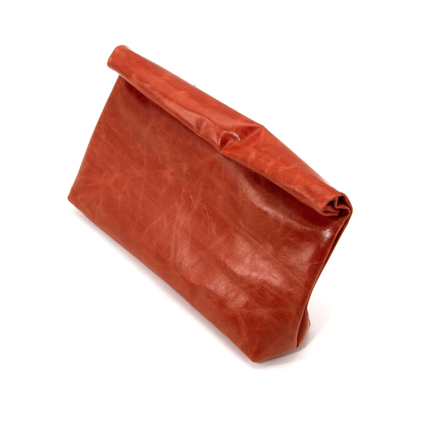 Oil Wax Leather Sugar Fruit Color Crimped Clutch-i7bags Orange Brown