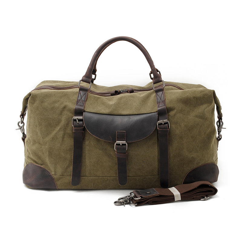 Canvas Leather Duffel Bag 21.7in Large Capacity Travel Luggage Men