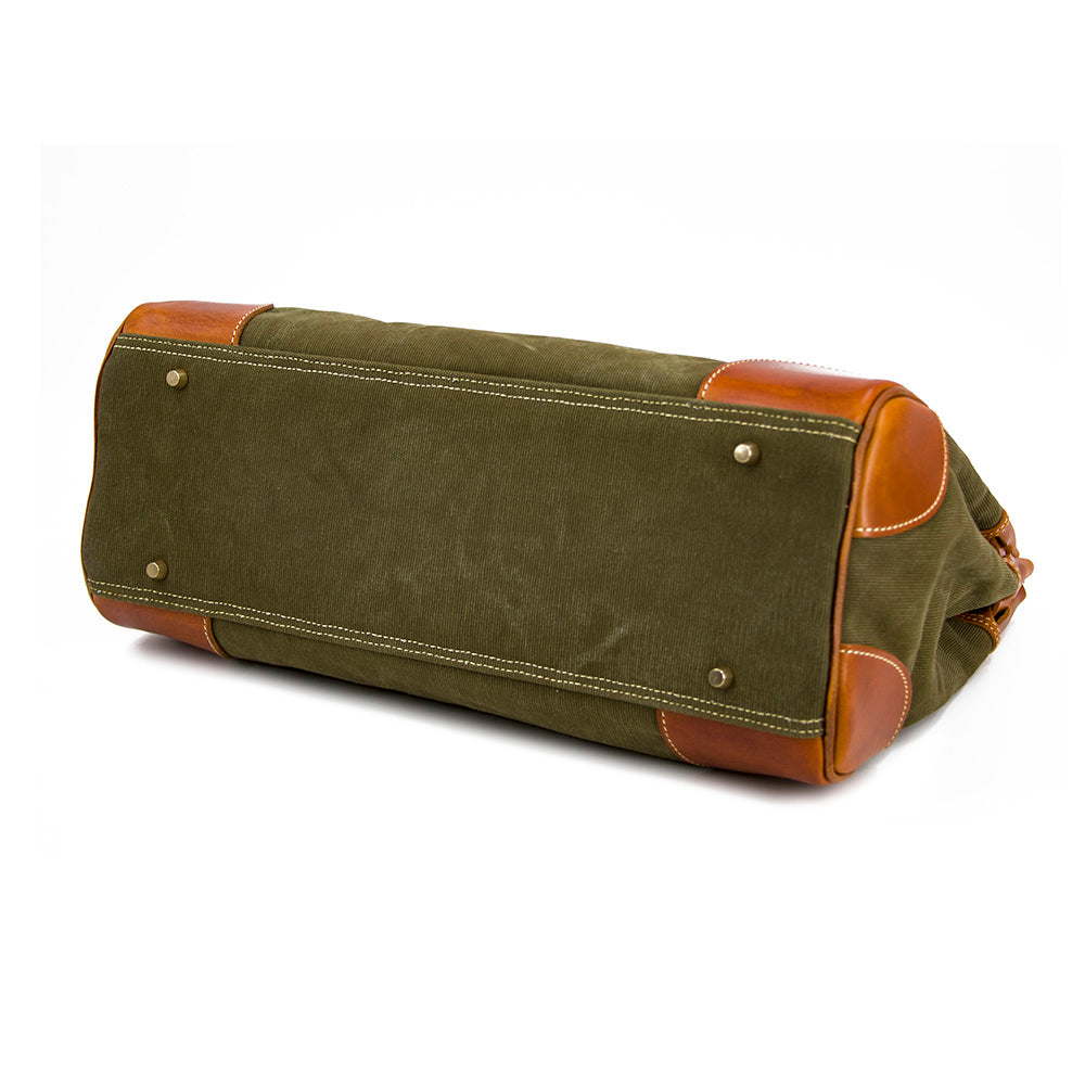 Large Canvas Leather Bag Travel Tote Italian Leather Work Bag 18.1in