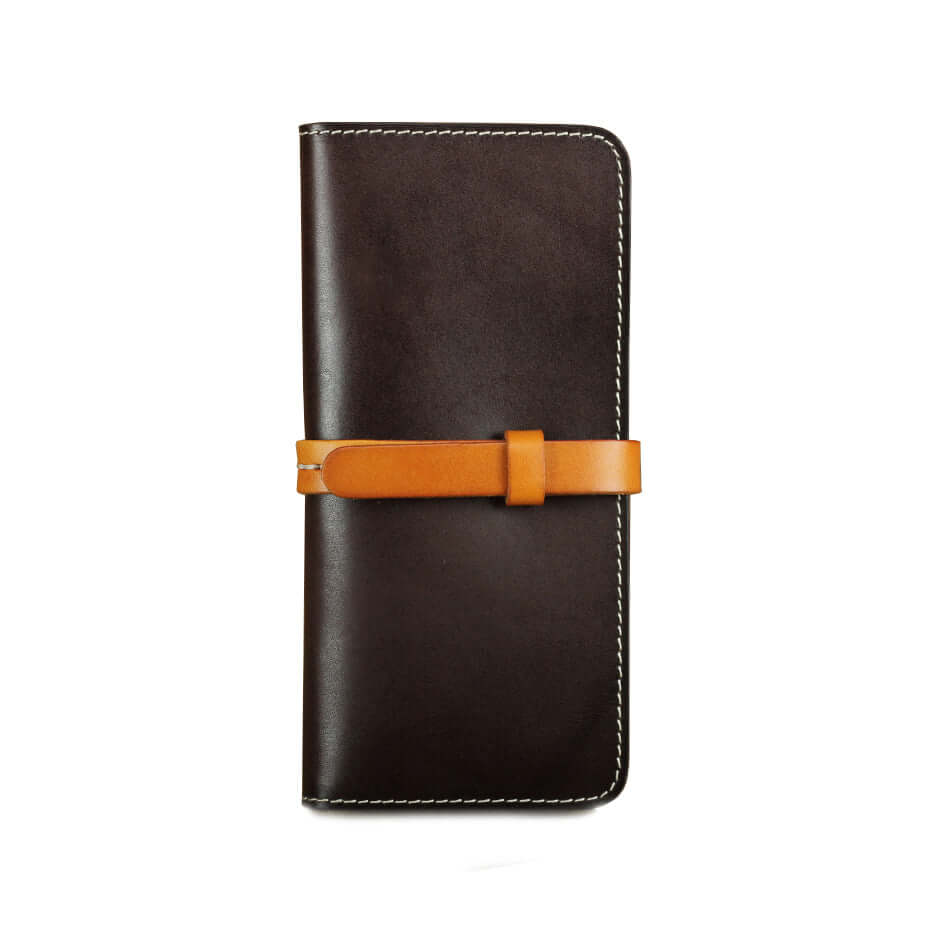 ★ sale ★ leather long wallet Handmade Full Grain Leather Long Wallet Card Slots Clutch 7.9in