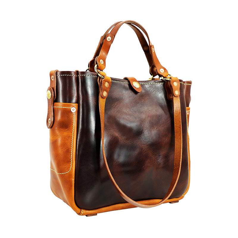 Vintage|Artisan's Art, Handmade Italian genuine leather large capacity tote bag,commuter shoulder handbag tote bag,11.8in Length-i7bags