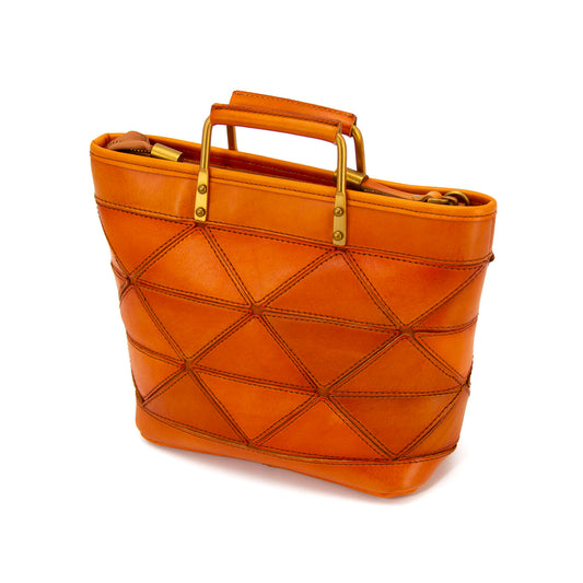 Vegetable-Tanned Leather,Metal Handle Argyle Leather Bag-i7bags
