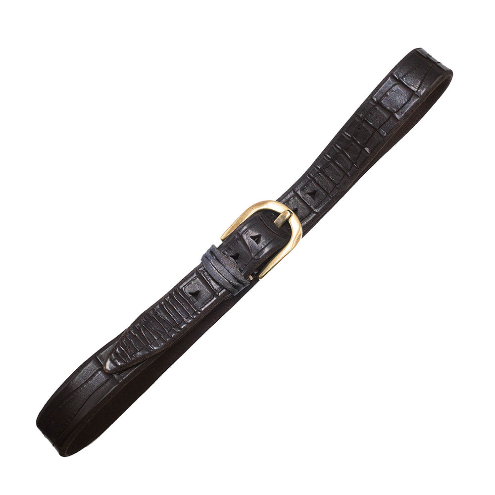 Men's Handmade Distressed Crocodile-Embossed Leather Belt