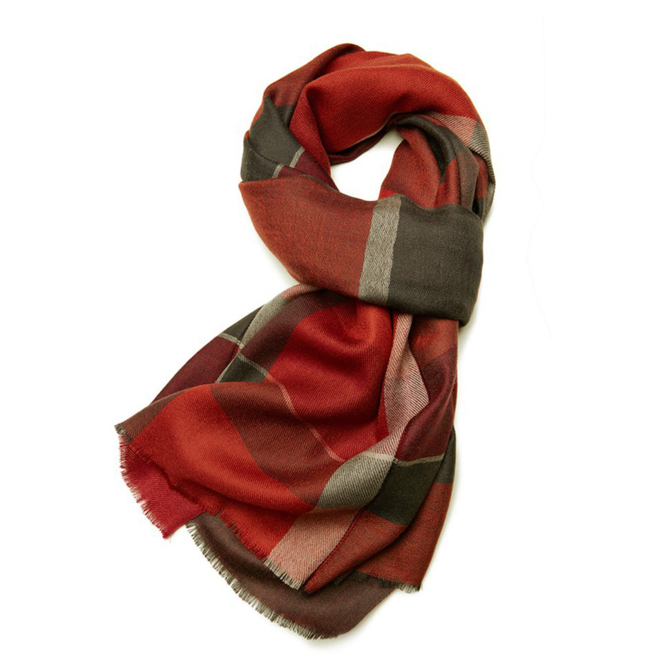 Premium Cashmere Red Gray Business Scarf 72.8in