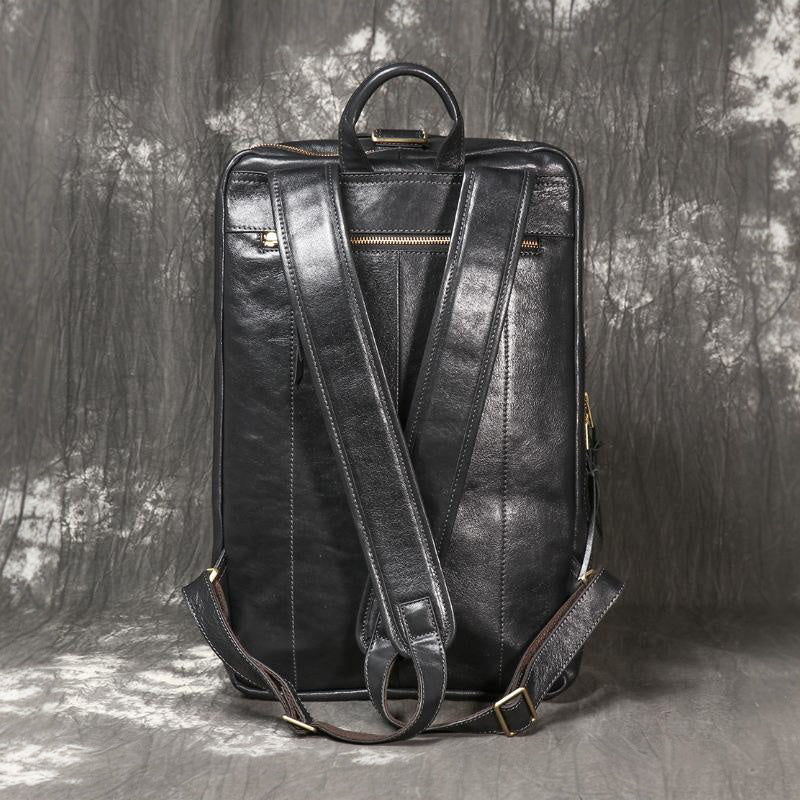 Leather Backpack 18in Laptop Bag Multi Function Travel For Men