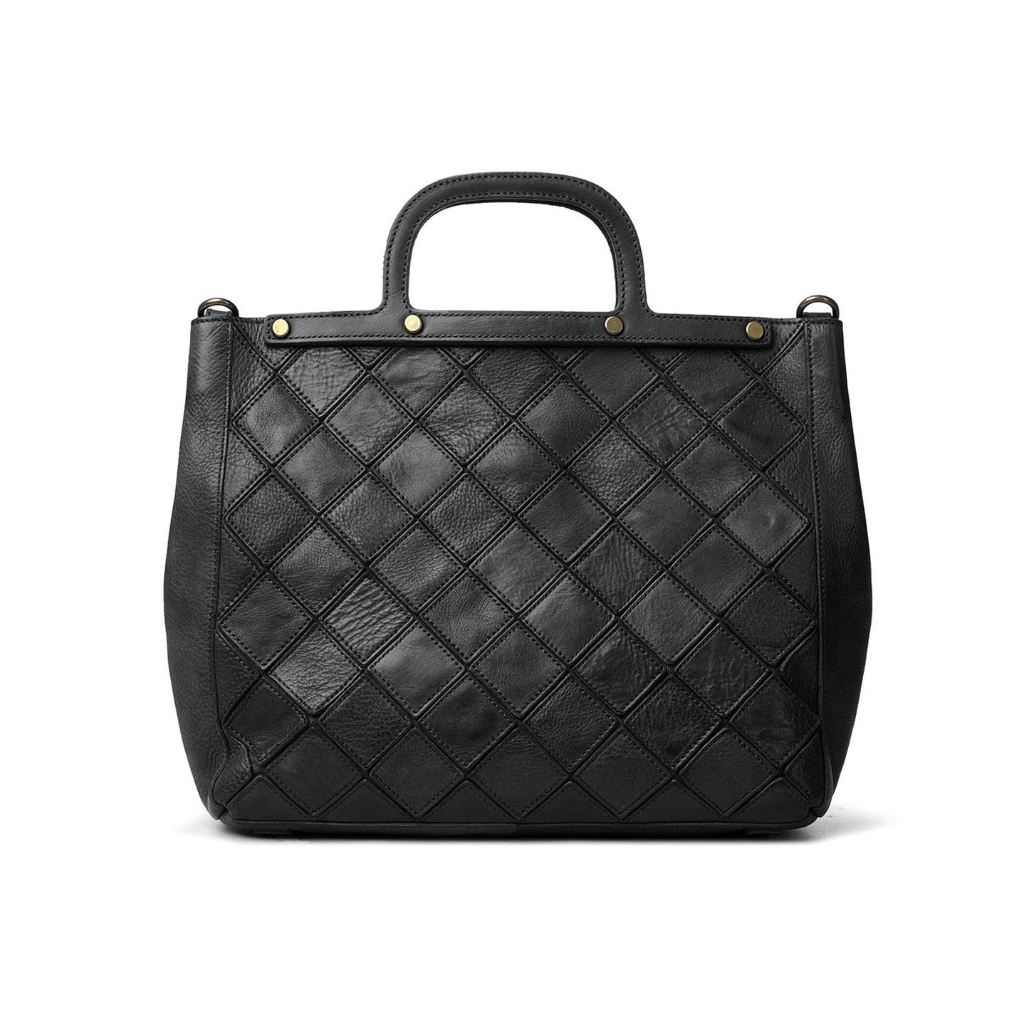 Vegetable Tanned Leather Tote Women Quilted Diamond 12.2in Bag