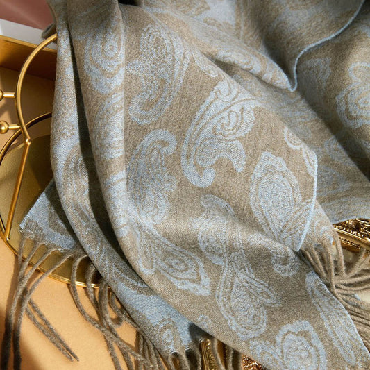 Women's Pure Cashmere Reversible Paisley Jacquard Scarf 74.8in