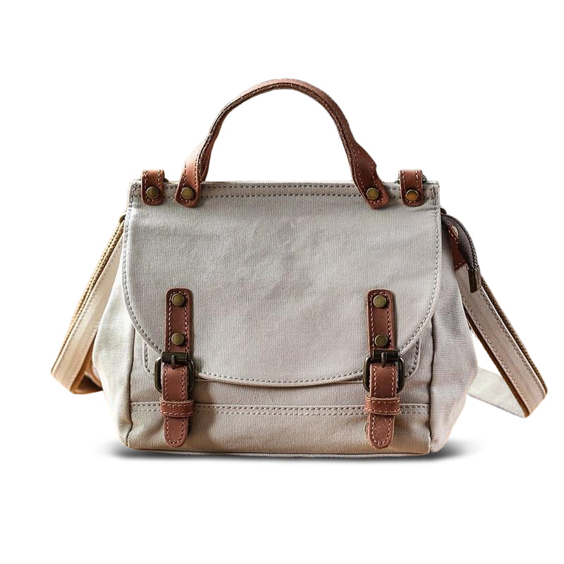 Women's Small Canvas Leather Messenger Crossbody Bag