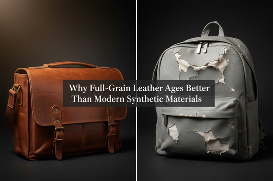 Full-grain leather travel bag developing rich patina over time — i7bags