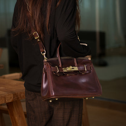 Pink Leather Handbag,Women's Leather Handbags,Pink Designer Bag,11.4in