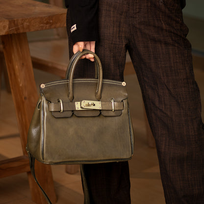 Pink Leather Handbag,Women's Leather Handbags,Pink Designer Bag,11.4in