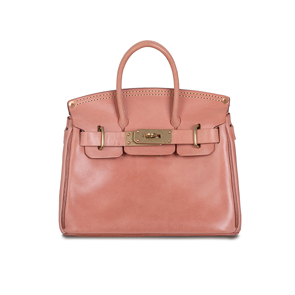 Pink Leather Handbag,Women's Leather Handbags,Pink Designer Bag,11.4in