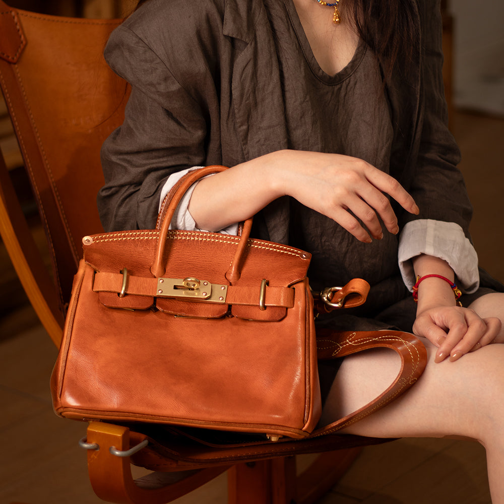 Pink Leather Handbag,Women's Leather Handbags,Pink Designer Bag,11.4in