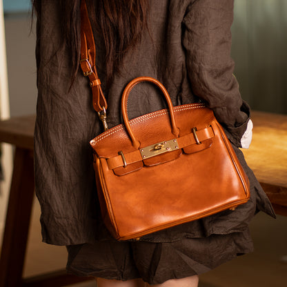 Pink Leather Handbag,Women's Leather Handbags,Pink Designer Bag,11.4in