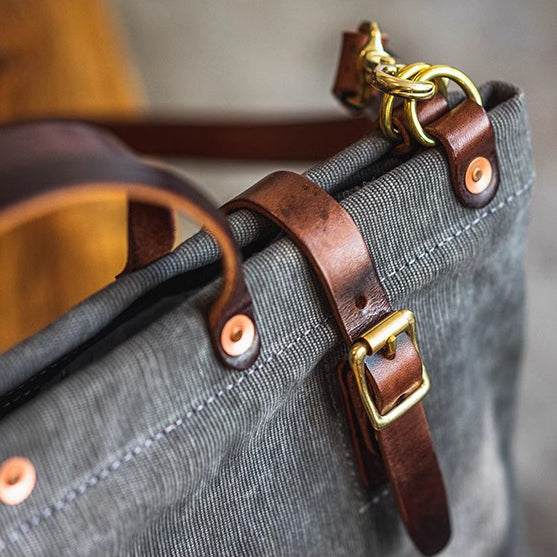 American Thick Canvas & Italian Leather Tote Bag