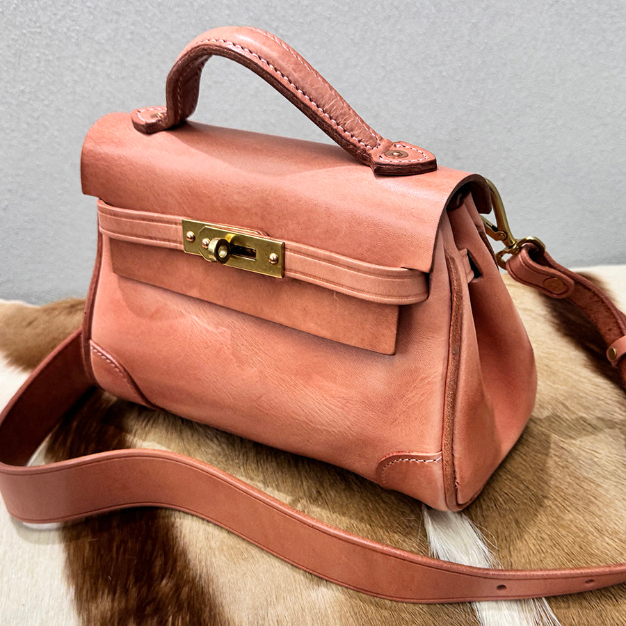 Women's Leather Crossbody Bag,Pink Leather Handbag,pink purse,8.9in