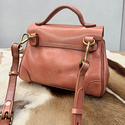 Women's Leather Crossbody Bag,Pink Leather Handbag,pink purse,8.9in