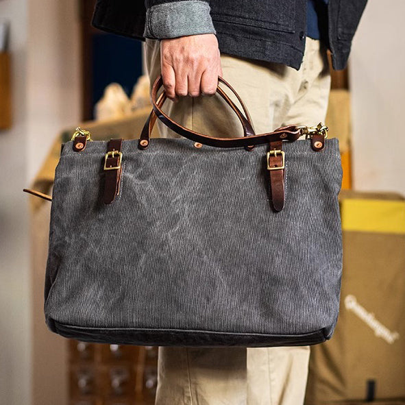 American Thick Canvas & Italian Leather Tote Bag