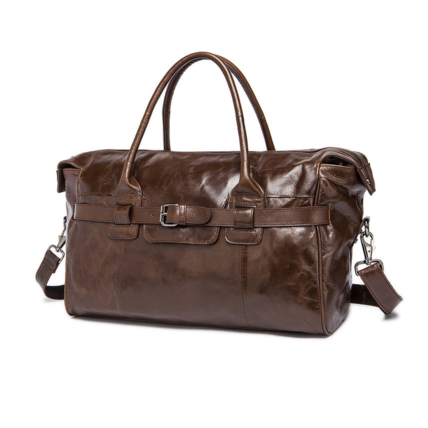 Genuine Leather Travel Tote & Weekend Bag | Luggage Bag 16.9in