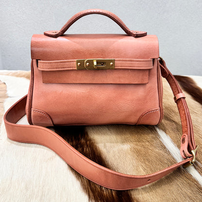 Women's Leather Crossbody Bag,Pink Leather Handbag,pink purse,8.9in