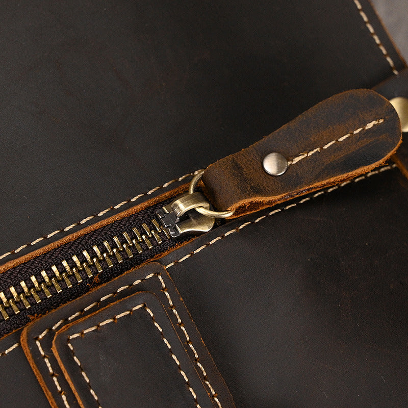 Retro Crazy Horse leather Full-Grain Leather 15" Laptop Briefcase - Heritage Executive Messenger