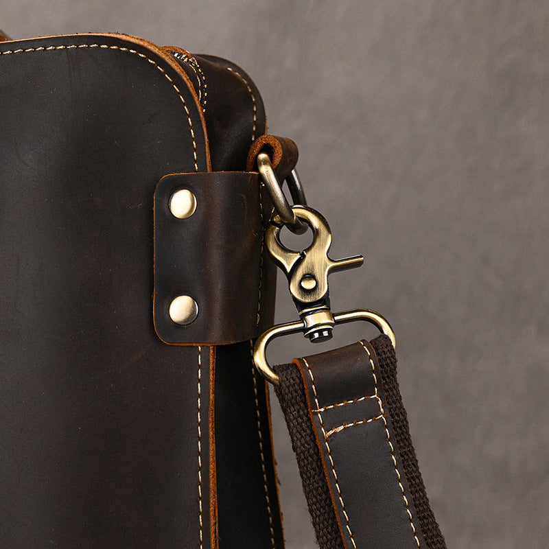 Retro Crazy Horse leather Full-Grain Leather 15" Laptop Briefcase - Heritage Executive Messenger