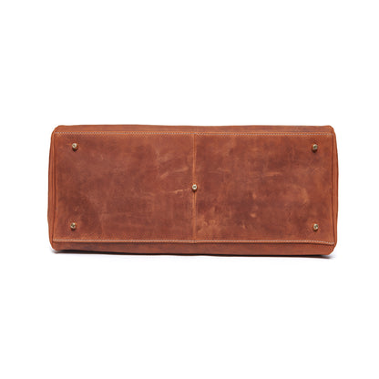 Leather Travel Bag,Genuine Calf Hair Leather Vintage Tote Bag,19.7in