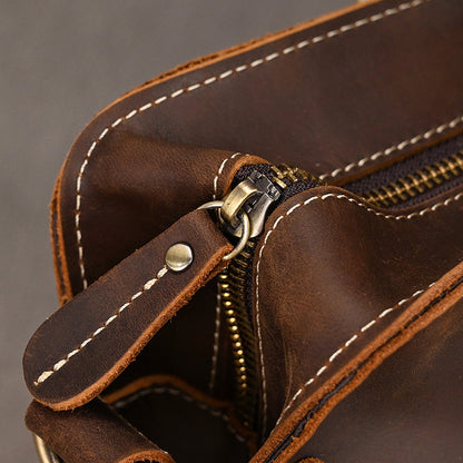 Retro Crazy Horse leather Full-Grain Leather 15" Laptop Briefcase - Heritage Executive Messenger