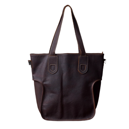 Large Capacity Top-Grain Cowhide Tote Bag, Genuine Leather Shoulder Bag, Length 17.7 In