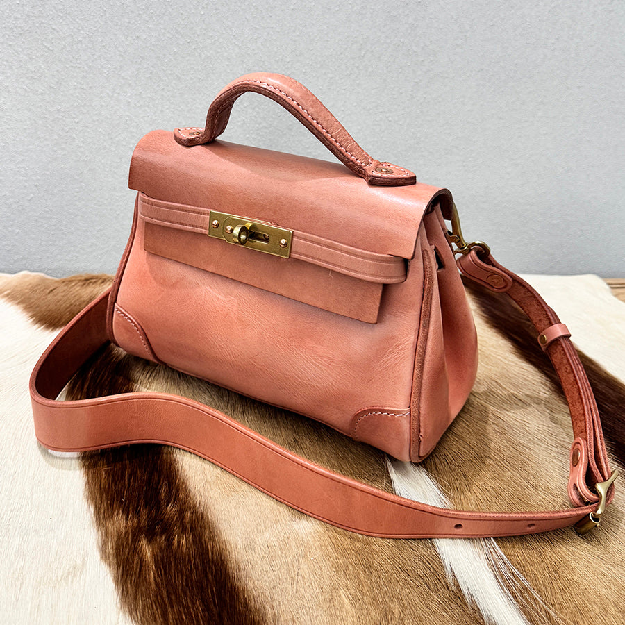 Women's Leather Crossbody Bag,Pink Leather Handbag,pink purse,8.9in