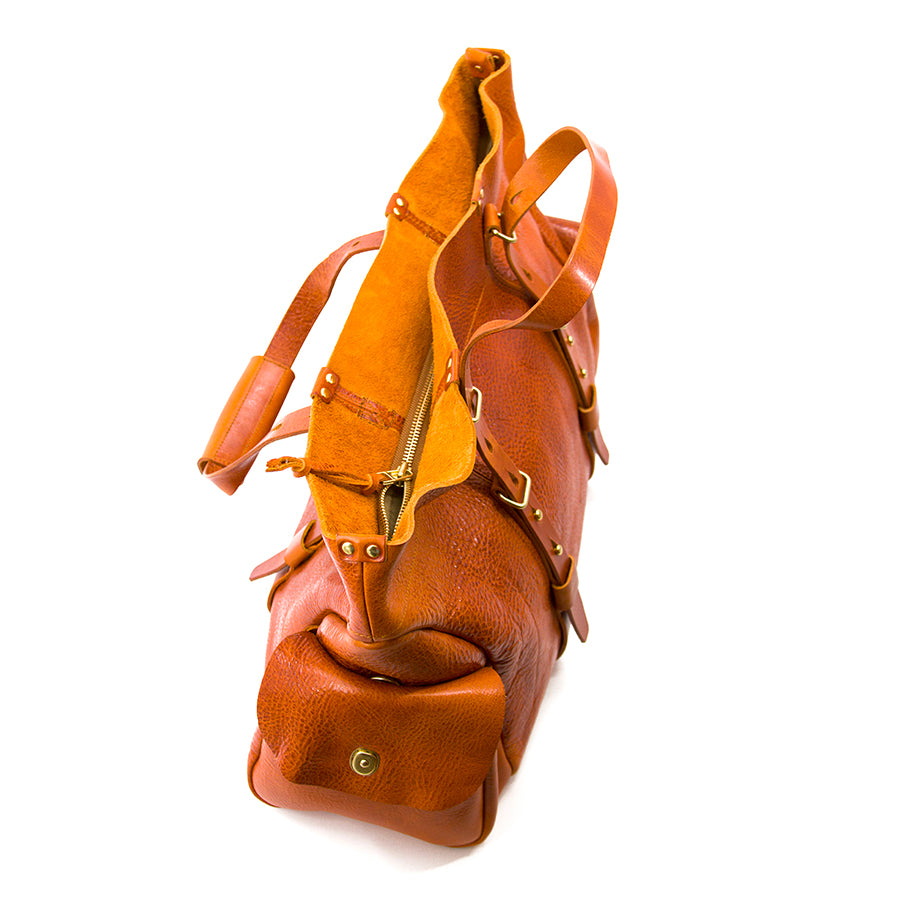 Large Italian Genuine Leather Travel Bag, Soft Leather Weekend Travel Bag, 21.7in Length -i7bags