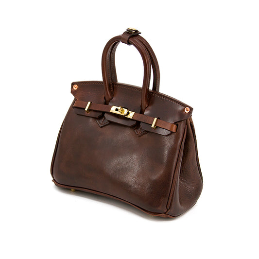 Womens Leather Handbag in brown, stylish crossbody bag for women, dimensions 9.8in, perfect for daily use