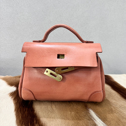 Women's Leather Crossbody Bag,Pink Leather Handbag,pink purse,8.9in