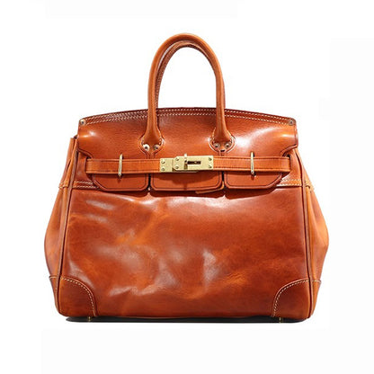 Birkin Style Italian Genuine Leather Bag,Large Tote Bag For Women For Men,15in Length -i7bags