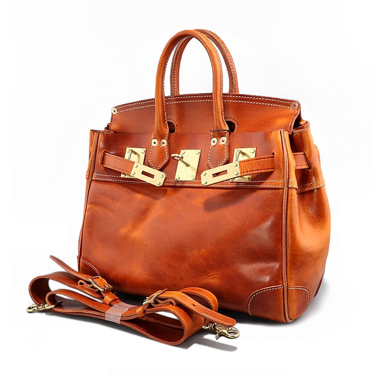 Birkin Style Italian Genuine Leather Bag,Large Tote Bag For Women For Men,15in Length -i7bags