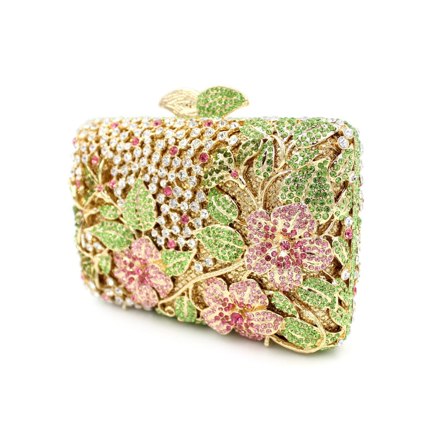 Blooming Pink Flowers Rhinestone Evening Bag,Wedding Clutch-i7bags