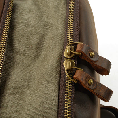 Bucket backpack,Waxed Canvas Backpack,Large Canvas Travel Backpack,Rucksack For Men-i7bags