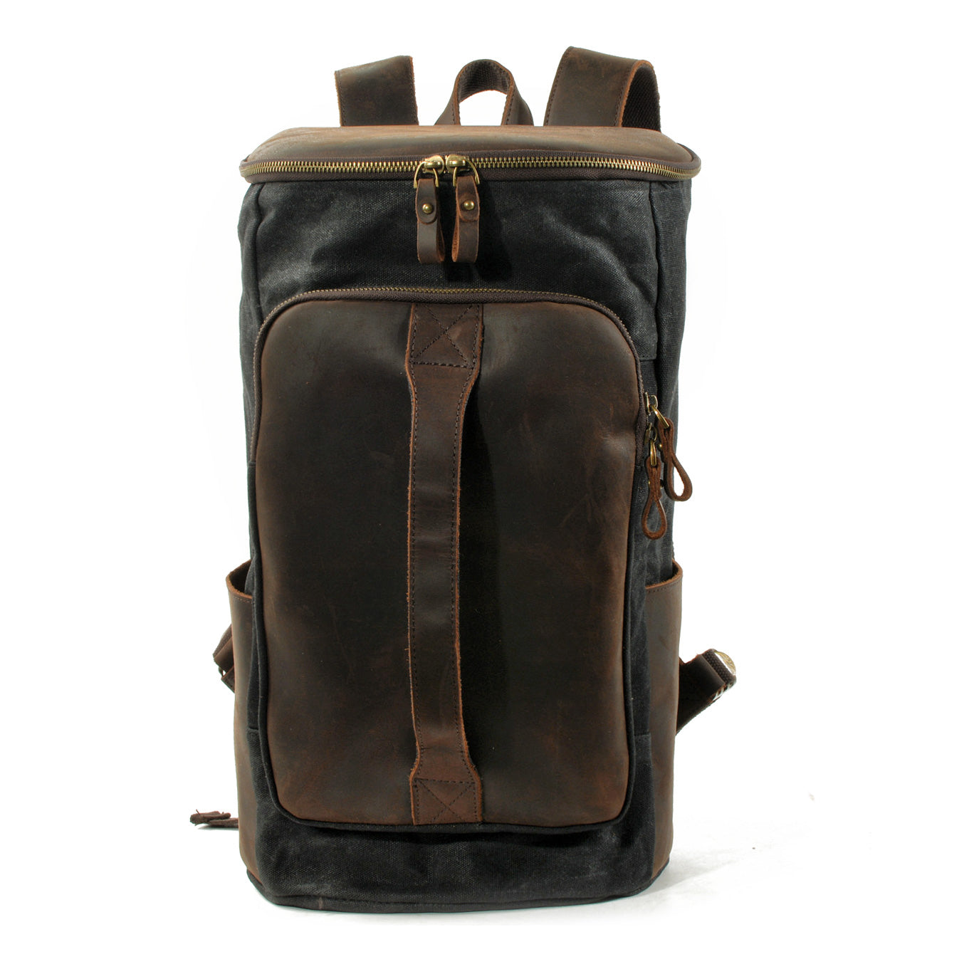 Bucket backpack,Waxed Canvas Backpack,Large Canvas Travel Backpack,Rucksack For Men-i7bags Black