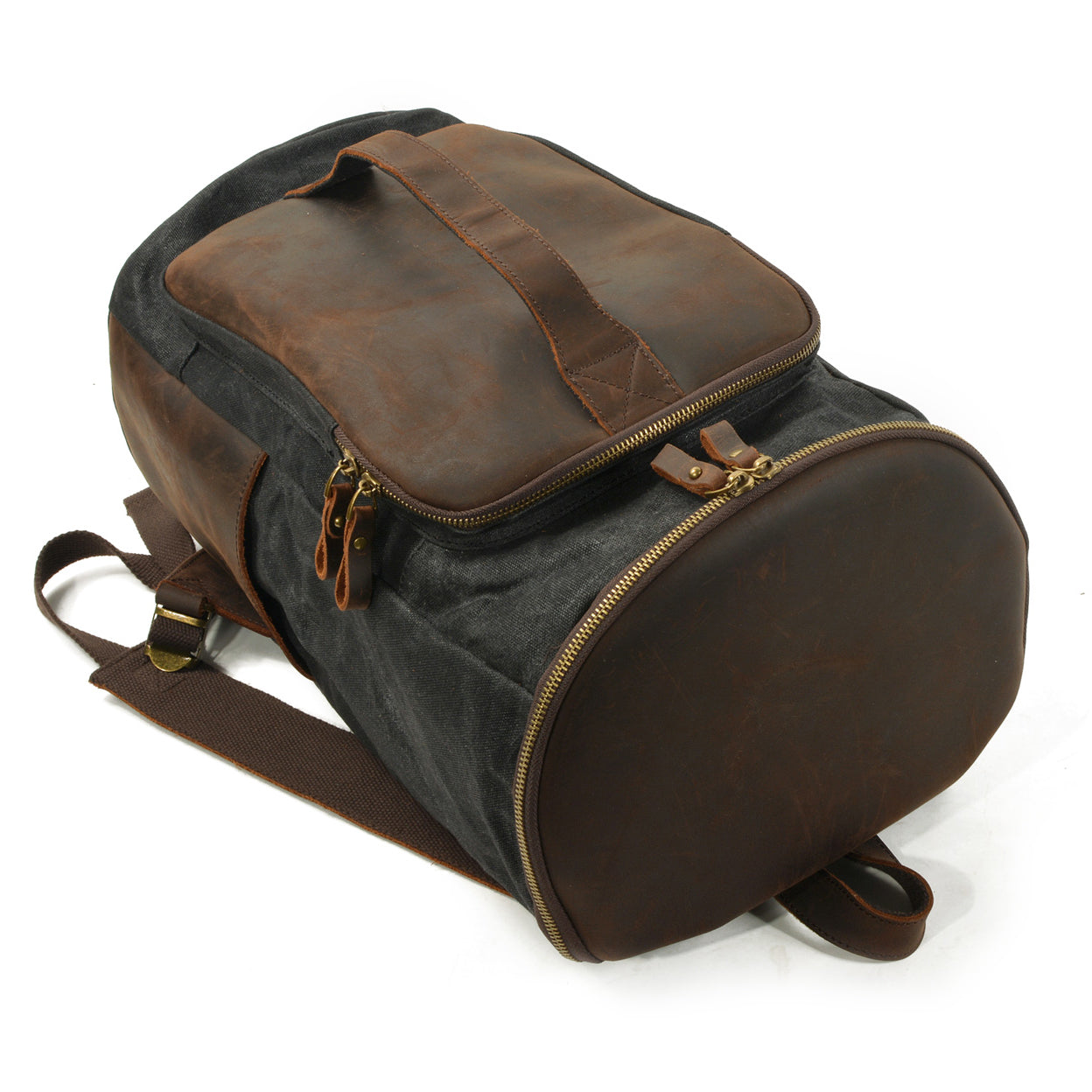 canvas rutsack backpack true leather Bucket backpack,Waxed Canvas Backpack,Large Canvas Travel Backpack,Rucksack For Men-i7bags