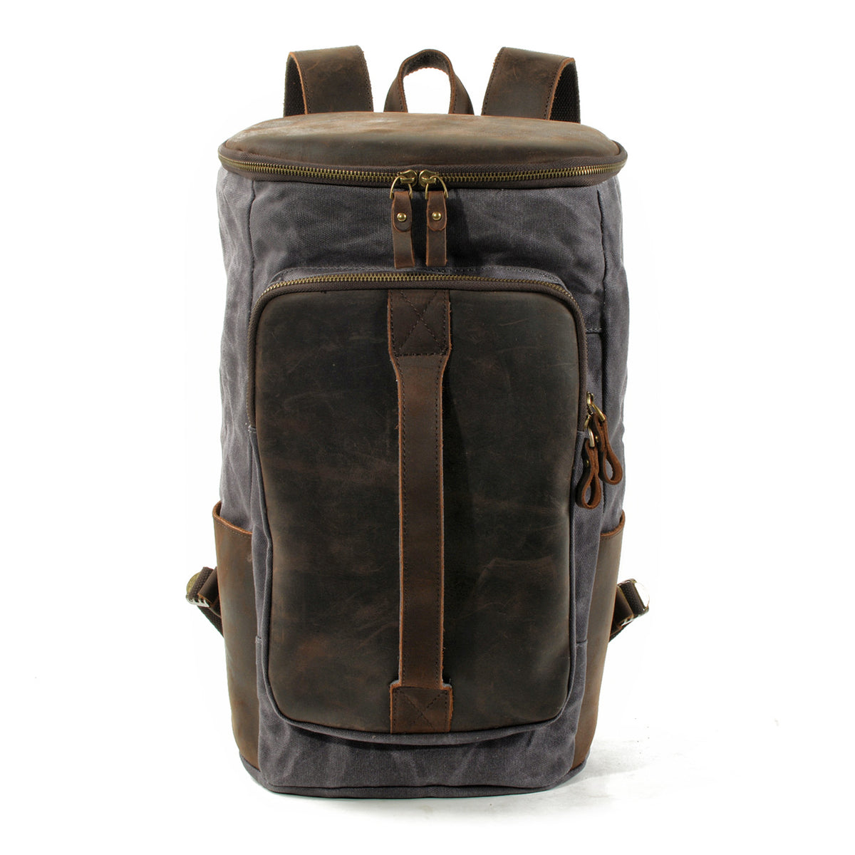 Bucket backpack,Waxed Canvas Backpack,Large Canvas Travel Backpack,Rucksack For Men-i7bags Gray
