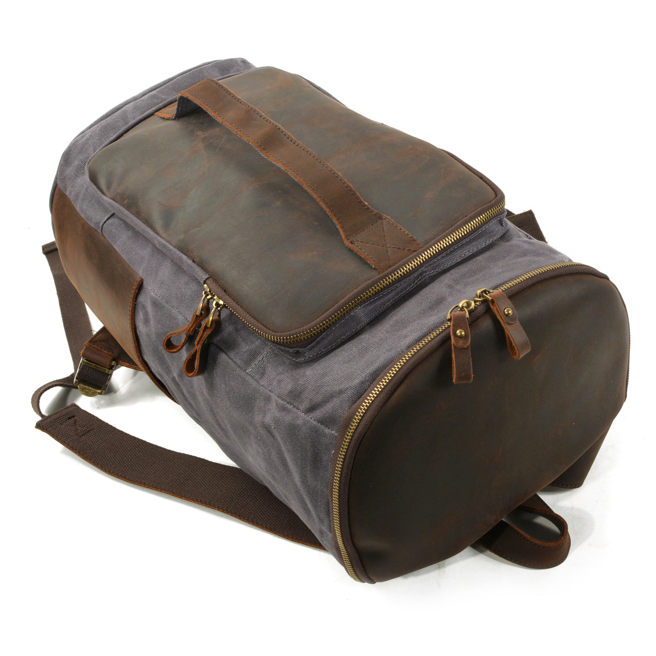 Canvas Leather Bucket Backpack