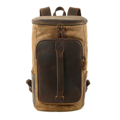 Bucket backpack,Waxed Canvas Backpack,Large Canvas Travel Backpack,Rucksack For Men-i7bags