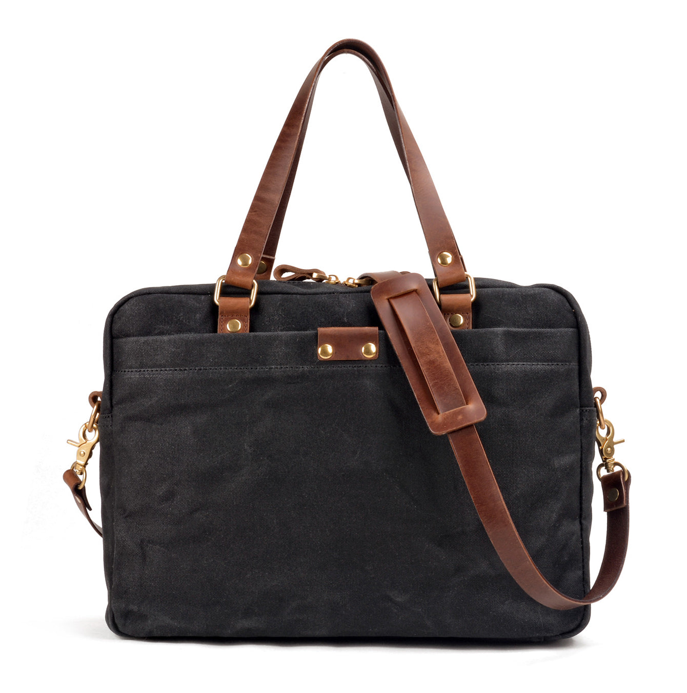 Canvas Briefcase Laptop Bag,Satchels Waxed Canvas For Men-i7bags Black